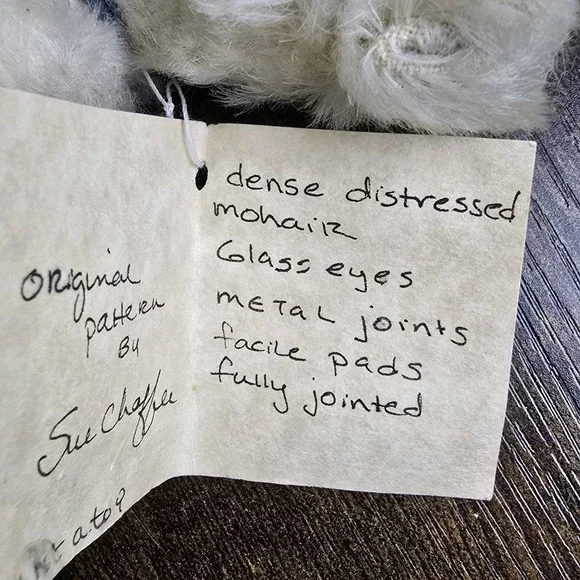 Sue Chaffee Mohair Teddy Bear 7" Jointed Artist Bear Signed Vintage - Picture 5 of 10